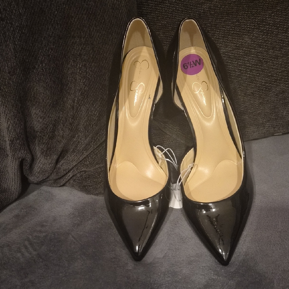 Jessica Simpson Black Patent Pointed-Toe Pumps - Classic Gloss